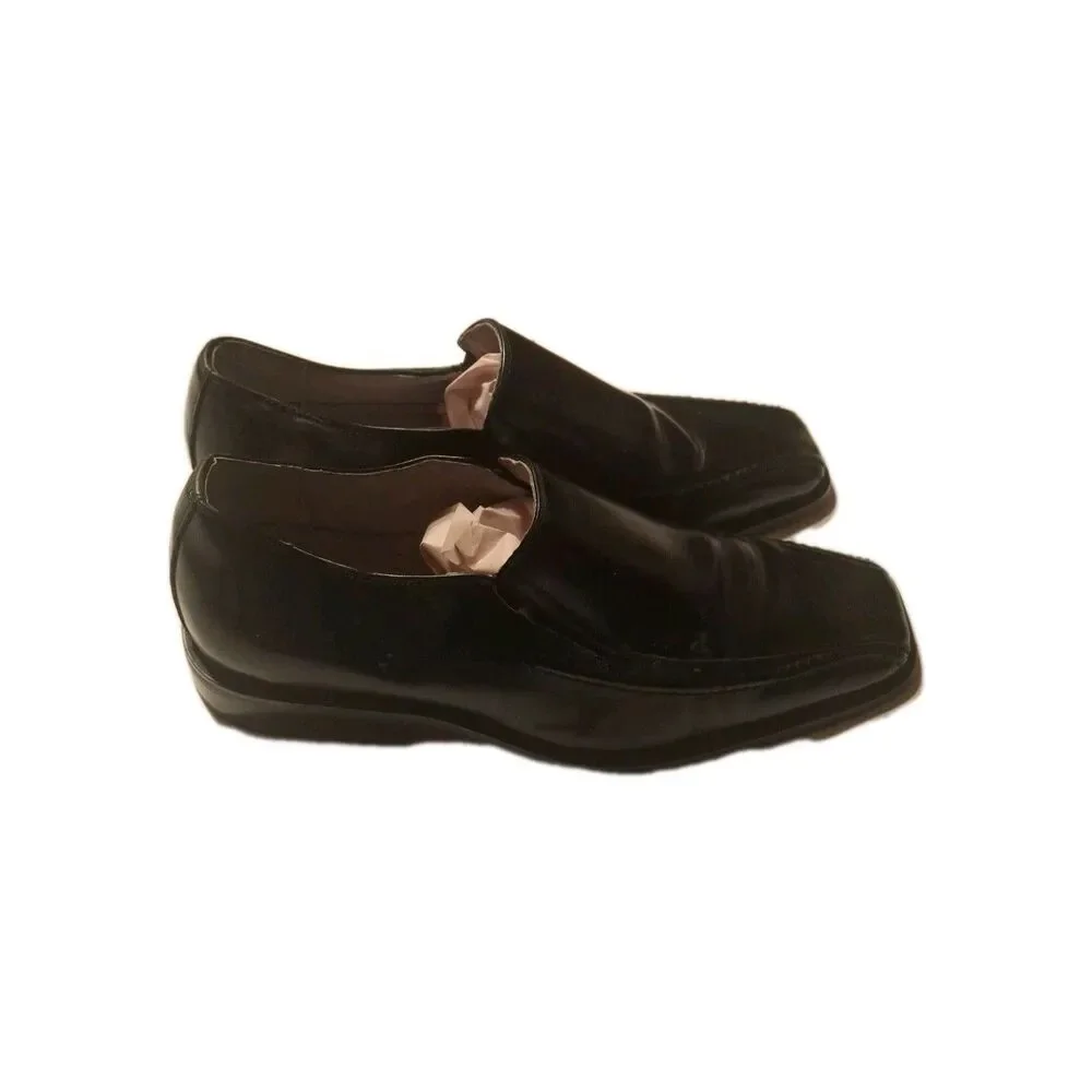 Stacy Adams Leather Loafers Black Dress Work Shoes Square Toes Size 9 W